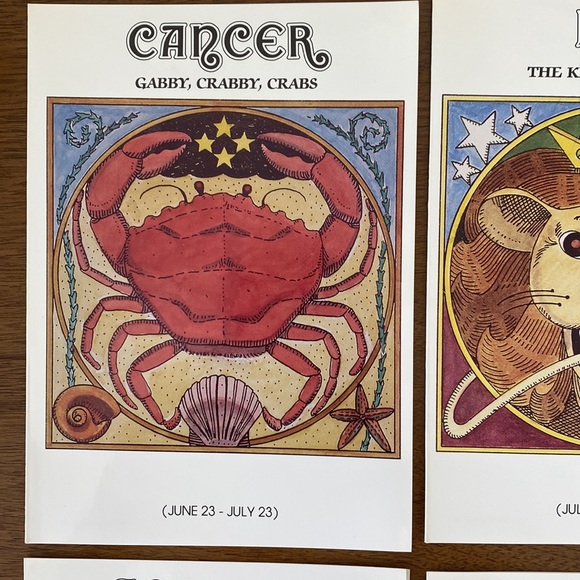 Zodiac Sign Greeting Cards Set by Kemosabe Basabe 1991. NEW - Picture 7 of 12